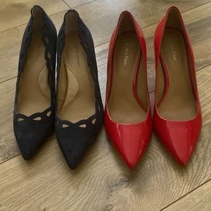 Mint condition blue suede banana republic and red patent leather high heels 7.5